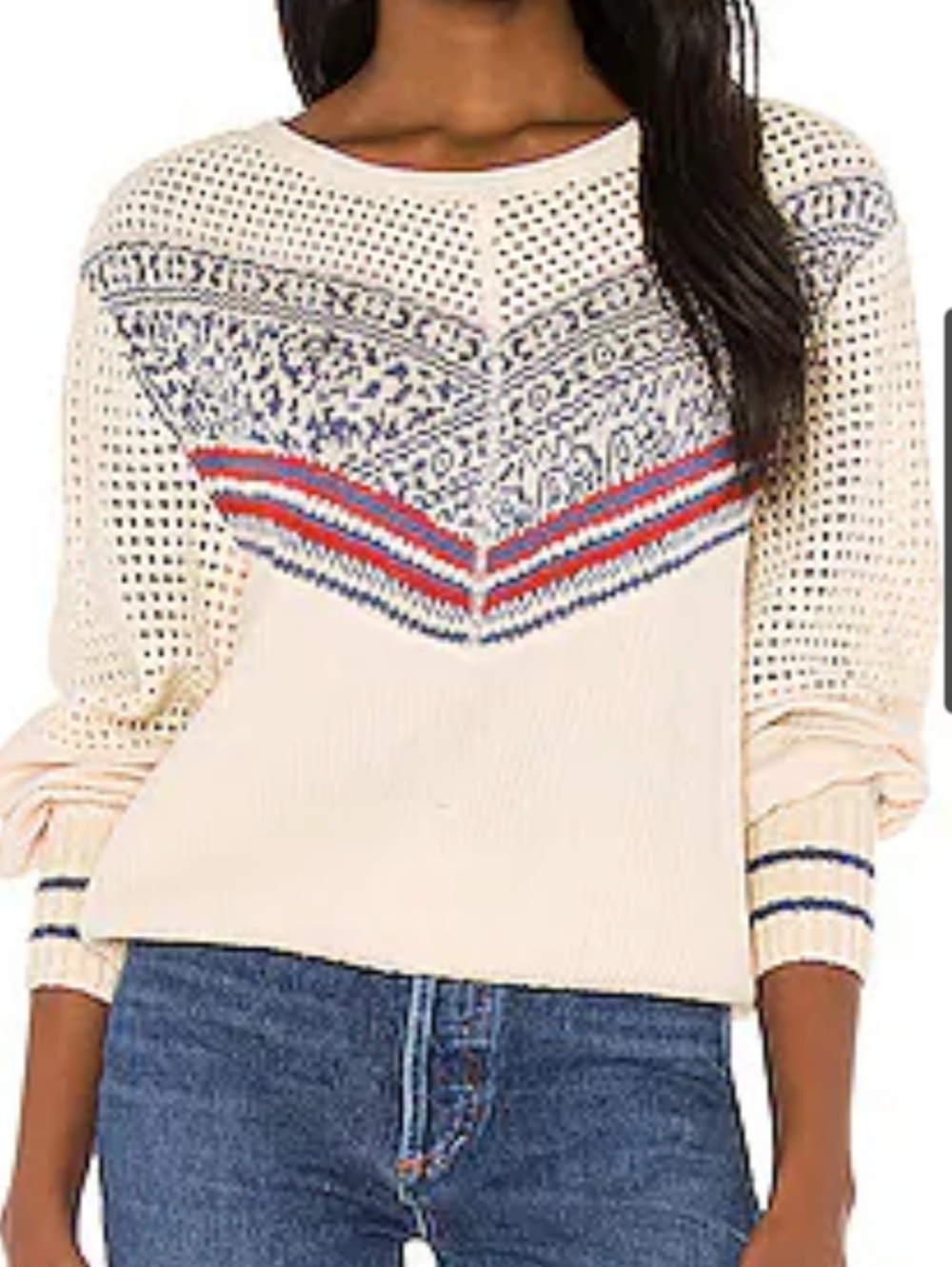 Free People Geo Party Pullover Ivory Medium - Picture 2 of 10